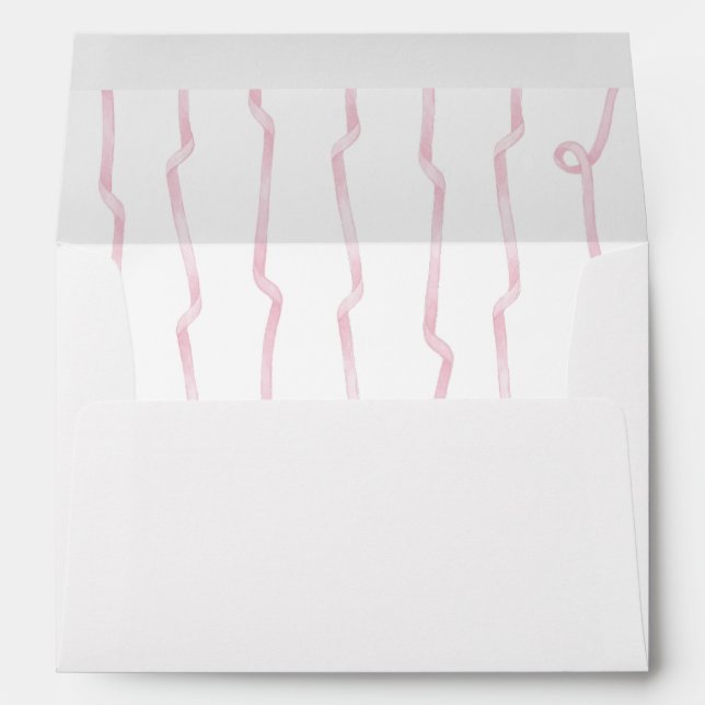 Girly Pink Bow And Ribbon Girl Baby Shower Envelope (Back (Bottom))