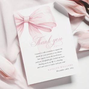 Girly Pink Bow Baby Shower Thank You Card