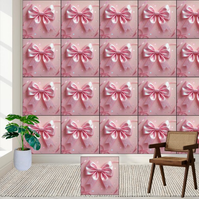 Girly Pink Bow Glitter Coquette Aesthetic Sparkle  Wallpaper (Creator Uploaded)