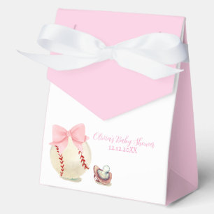 Girly Pink Bow Pacifier Baseball Sport Baby Shower Favor Boxes