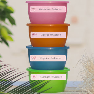 Girly Pink Bow Waterproof Name Labels