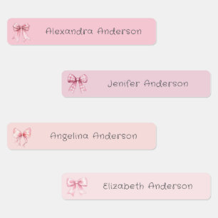 Girly Pink Bow Waterproof Name Labels