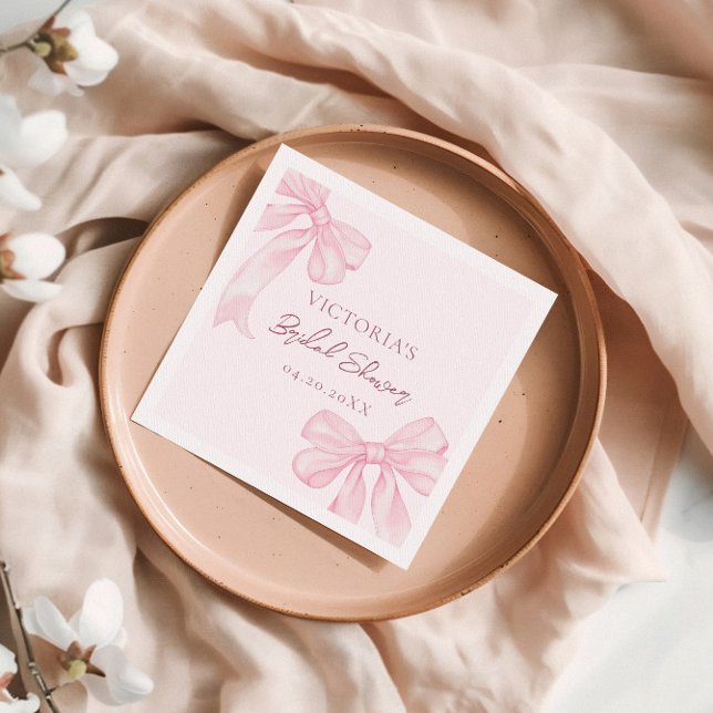 Girly Pink Bows Elegant Bridal Shower Napkins (Creator Uploaded)