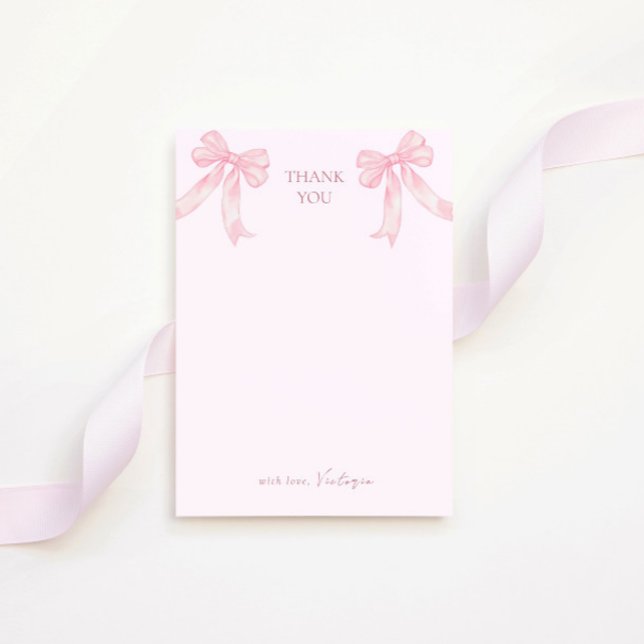 Girly Pink Bows Elegant Bridal Shower Thank You Card (Creator Uploaded)