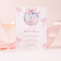 Girly Pink Bows Shiny Disco Ball Bridal Shower