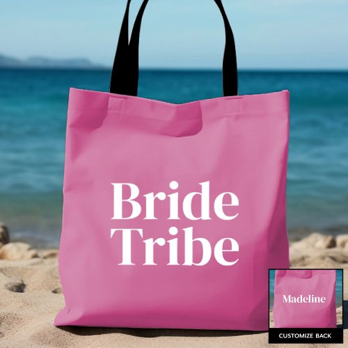 Girly Pink Bride Tribe w Name Bachelorette  Tote Bag