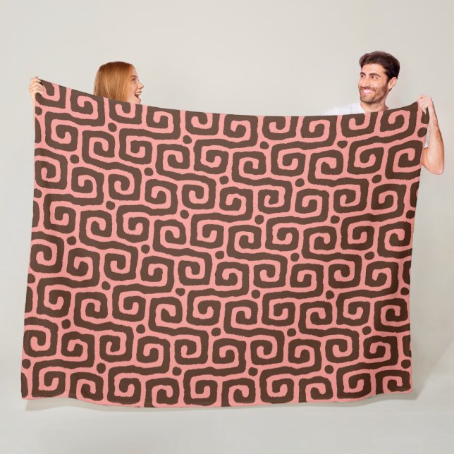girly pink &brown Abstract pattern Fleece Blanket (In Situ)