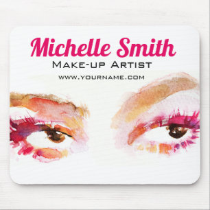 Girly Pink Brown Watercolor Eye Makeup Artist Mouse Pad