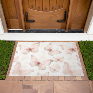 Girly Pink Butterflies Doormat