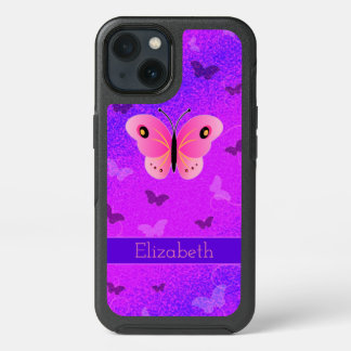 Girly Pink Butterfly Butterflies Purple Custom iPhone 13 Case
