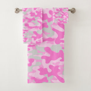 Girly Pink Camo Pattern  Bath Towel Set