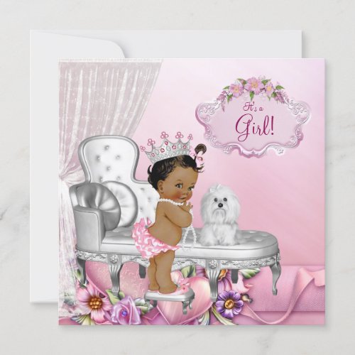 Girly Pink Chair Princess Baby Shower Invitation