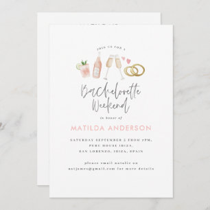 Girly pink champagne chic bachelorette itinerary a announcement