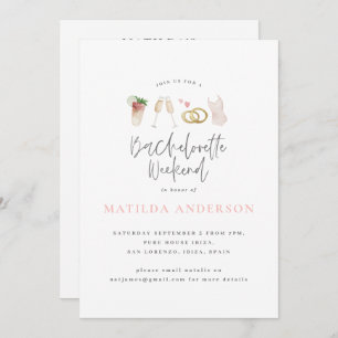 Girly pink champagne chic bachelorette itinerary announcement