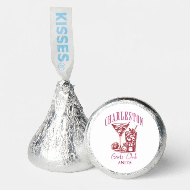 girly `pink charleston bachelorette hershey®'s kisses® (Front)