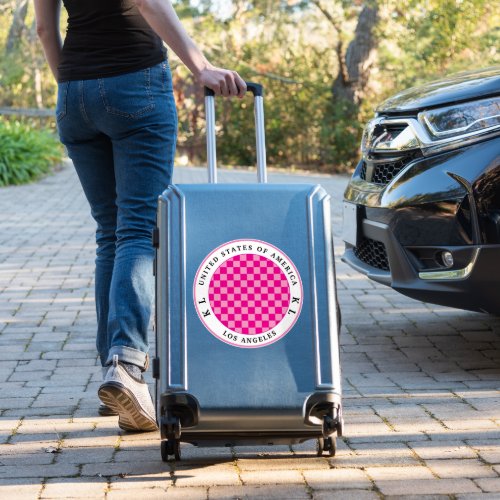Girly Pink Checkerboard for Vacation Sticker