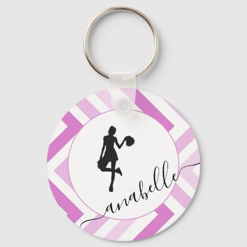 Girly Pink Cheerleader Pink Cheer Team Name Pretty Keychain