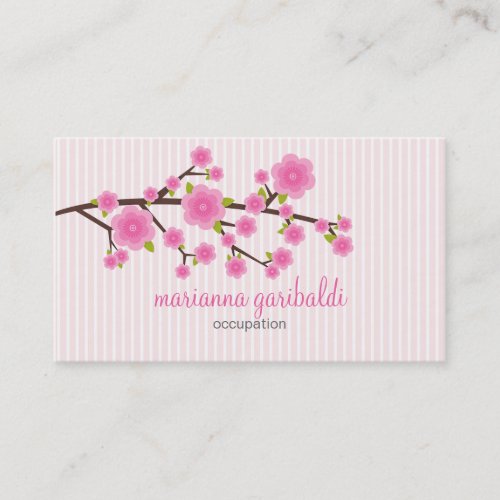 Girly Pink Cherry Blossom Personalized Business Card Templates
