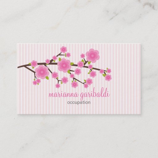Customizable Girly Pink Cherry Blossom Personalized Business Card Templates