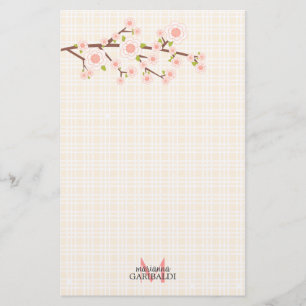 Girly Pink Cherry Blossom Personalized Stationery