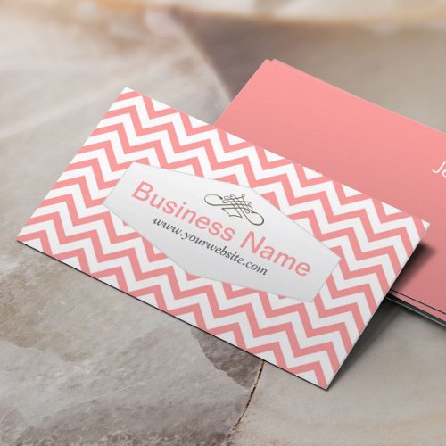 Girly Pink Chevron Baby Sitter Business Card