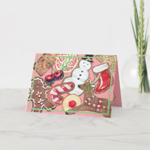 Girly Pink Christmas Cookie Candy Baking Cute Holiday Card