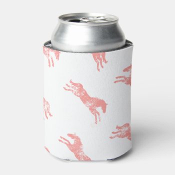 Girly Pink Classic Equestrian Horses Can Cooler by PaintingPony at Zazzle