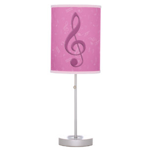 Girly Pink Clef and Musical Notes Table Lamp