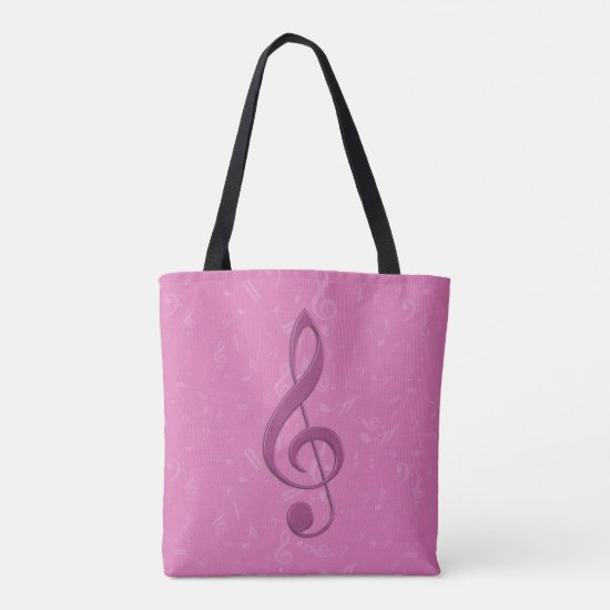Girly Pink Clef and Musical Notes Tote Bag