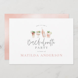 Girly pink cocktail stylish bachelorette party announcement