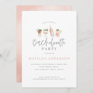 Girly pink cocktail stylish bachelorette party announcement