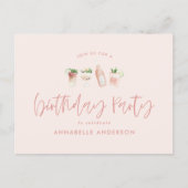 Girly pink cocktail stylish birthday party invitation postcard (Front)