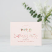 Girly pink cocktail stylish birthday party invitation postcard (Standing Front)
