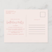 Girly pink cocktail stylish birthday party invitation postcard (Back)