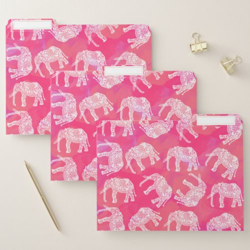 girly pink colorful tribal floral elephant pattern file folder