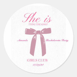girly pink coquette bachelorette party classic round sticker