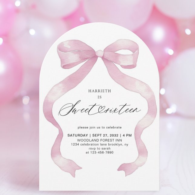 Girly Pink Coquette Sweet Sixteen 16th Birthday Invitation (Creator Uploaded)