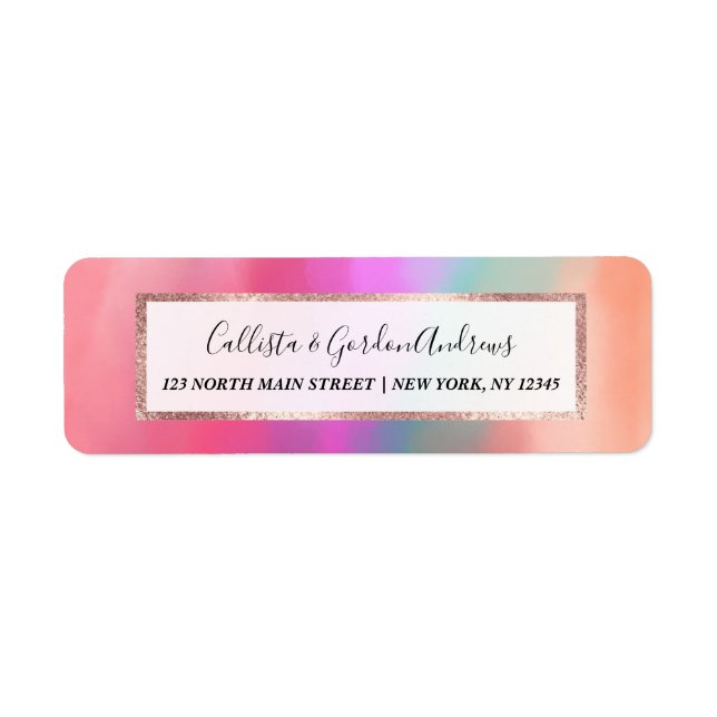 Girly Pink Coral Teal Abstract Cloudy Art Label (Front)