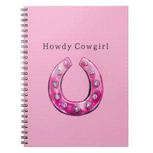 Girly Pink Cowgirl Faux Jewel Horse Shoe Notebook