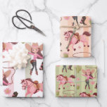 Girly Pink Cowgirl Horse Rodeo Western Design Wrapping Paper Sheets