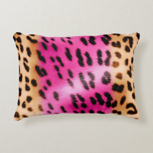 Girly Pink Cream Leopard Print Accent Pillow