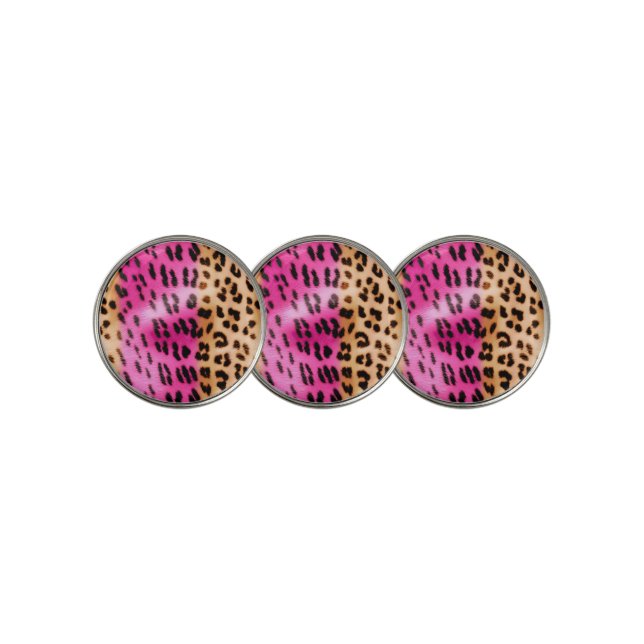 Girly Pink Cream Leopard Print Golf Ball Marker (3 Up)