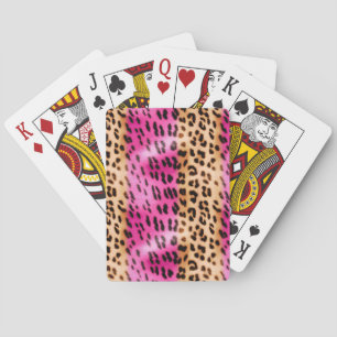 Girly Pink Cream Leopard Print Poker Cards