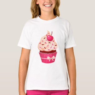 Girly Pink Cupcake With Sprinkles and Cherry T-Shirt
