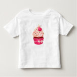 Girly Pink Cupcake With Sprinkles and Cherry Toddler T-shirt