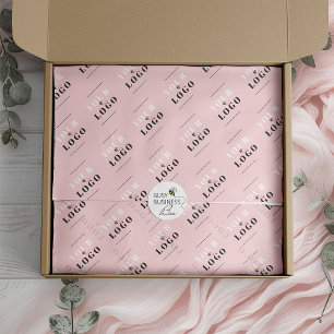 Girly Pink Custom Branded Tiled Logo Message Tissue Paper