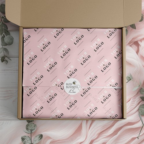 Girly Pink Custom Branded Tiled Logo Message  Tissue Paper