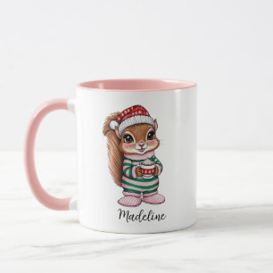 Girly Pink Custom Christmas Squirrel Mug