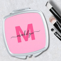 Girly Pink Custom Initial Name Monogram