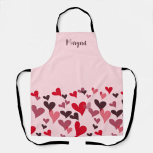 Girly Pink Cute Romantic Hearts Retro Personalized Apron